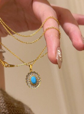 六柒珠宝混合宝石镶嵌十字链