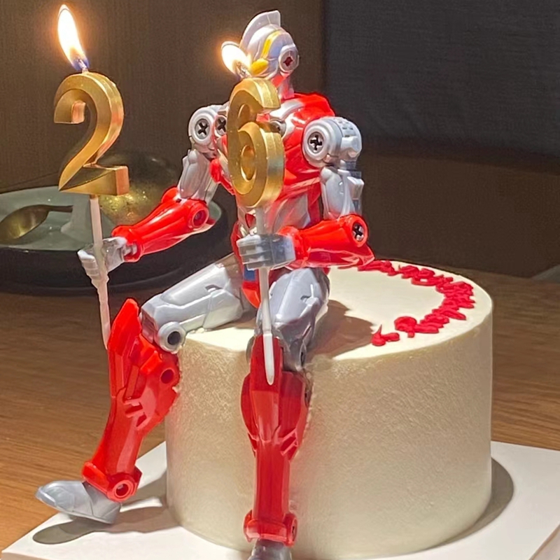 变形超人蛋糕装饰摆件搞笑男神生日蛋糕装扮情比金坚相信光和老婆 - 图0