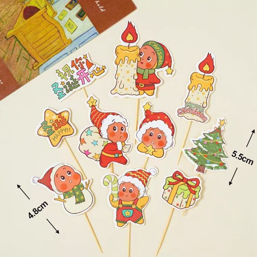 2026圣诞节蛋糕装饰圣诞纸杯甜品台插件许愿星星人圣诞树草圈插牌 - 图2