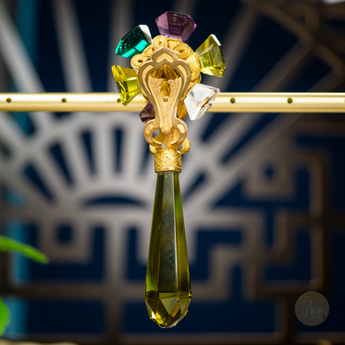 维多利亚时期风车型六面琉璃印章珠中原古董老玉珠宝散珠吊坠项链 - 图0
