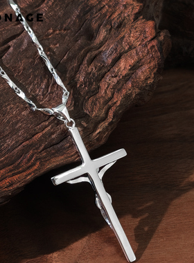 免费刻字通体纯银欧美十字架项链