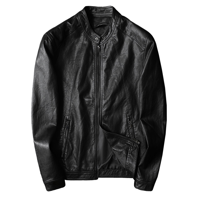 2025秋冬新款男士立领机车皮外套 修身潮男皮衣7122 P145黑灰,淘宝优惠券,粉丝福利购,淘宝优惠卷