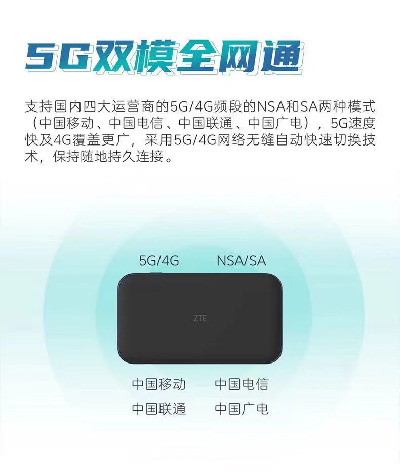 中兴5G随身wifi6千兆路由无线随身户外MU5002智能手机电脑车载家用便携式4g随行三网通用移动路由器反向快充-图2