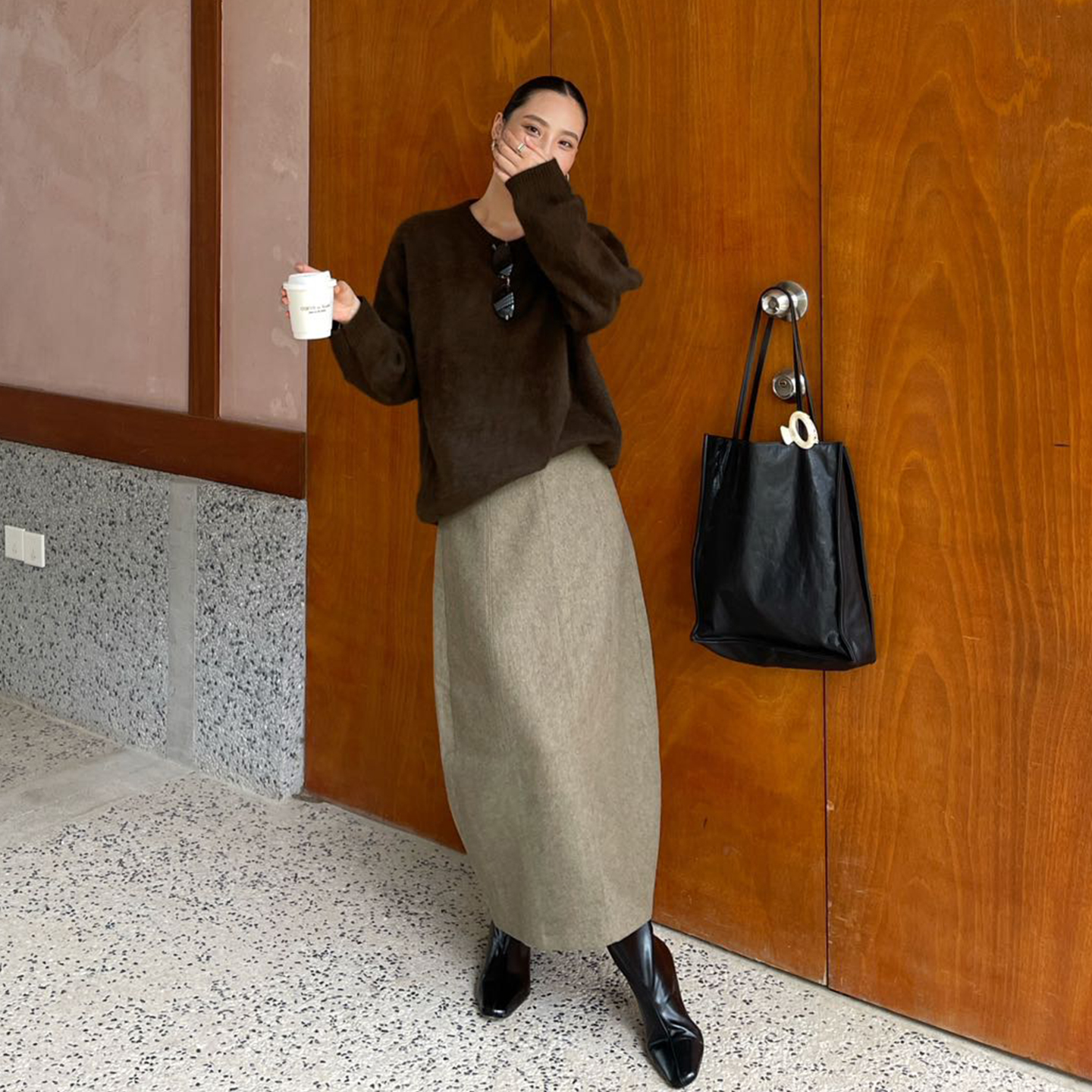 PURITY YH日系小众时尚显瘦半裙百搭羊毛花苞气质半身裙女裙子 - 图0