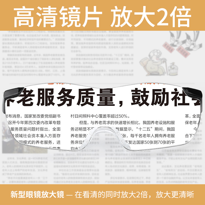 头戴式放大镜眼镜老年人专用阅读高清看书电脑手机平板佩戴带老花 - 图1