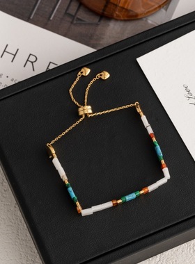 天然贝母青金石手链女独特绿松石