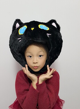 可爱搞怪卡通动物头套黑猫毛绒棕马熊猫考拉帽子拍照装饰表演道具
