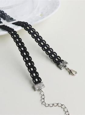 显脖细黑色简约choker镂空蕾丝女