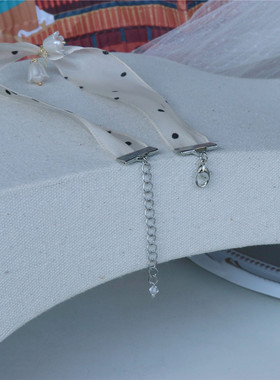 甜美波点纱带锁骨链遮颈纹项圈女