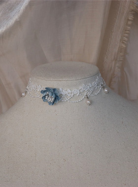 温柔白色甜美蕾丝花朵项圈锁骨链