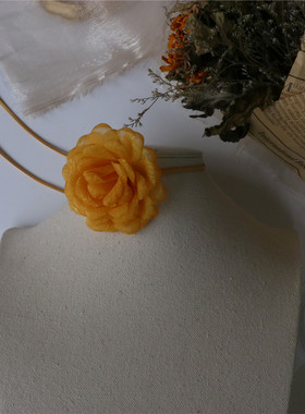 遮颈纹防过敏系带黄色花朵项链女