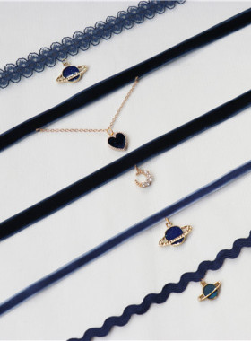 拍三免一锁骨链细丝绒短款项链女