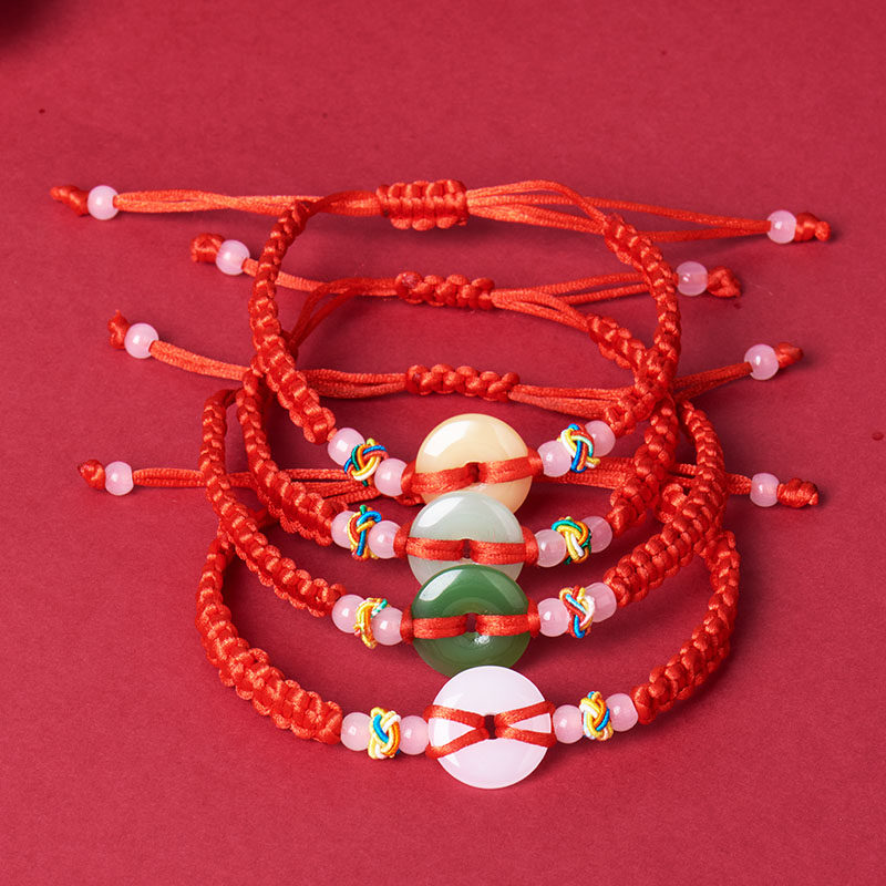 平安扣红绳手链手工编织玉石平安扣手链,淘宝优惠券,粉丝福利购,淘宝优惠卷