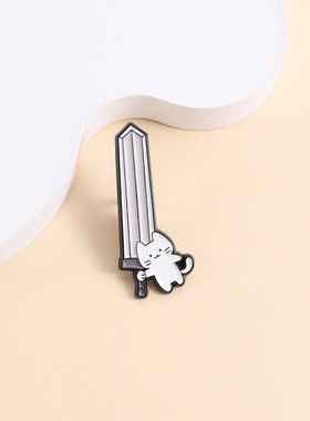 创意可爱小猫大宝剑金属徽章胸针