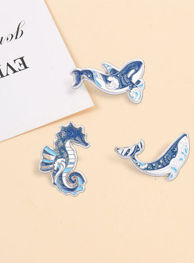 海洋环保鲸鱼虎鲸金属胸针饰品