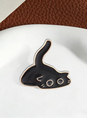 可爱卡通白色猫咪金属徽章胸针
