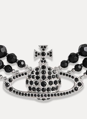 Messaline项链锁骨链choker黑玛瑙三层单层VIVIENNE WESTWOOD土星