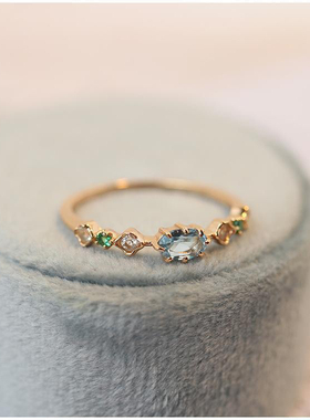 以美之名乔杨姚晨同款法式彩色锆石戒指女小众轻奢高级感百搭指环