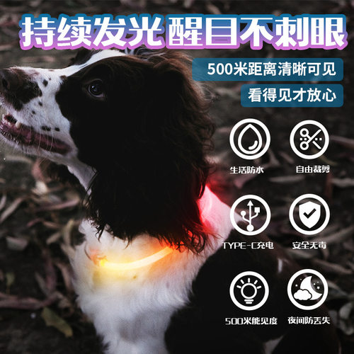 laroo莱诺狗狗发光项圈夜间遛狗灯宠物夜行防走失适用大中小型犬 - 图1