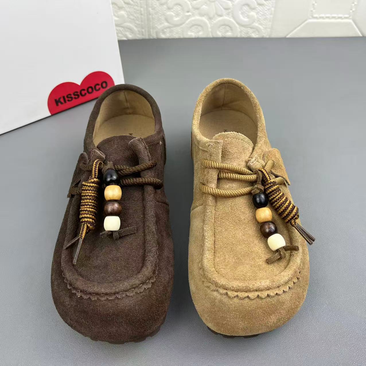 奥莱撤柜处理时尚休闲真皮博肯女鞋高品质新款防滑耐磨系带单鞋清 - 图2