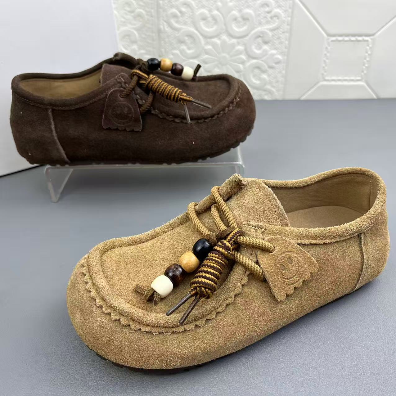 奥莱撤柜处理时尚休闲真皮博肯女鞋高品质新款防滑耐磨系带单鞋清 - 图1