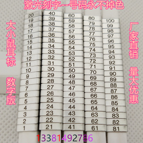 直销小鼠耳标耳号编号标记大鼠耳钉单双面刻字大豚裸老鼠耳标钳促 - 图2