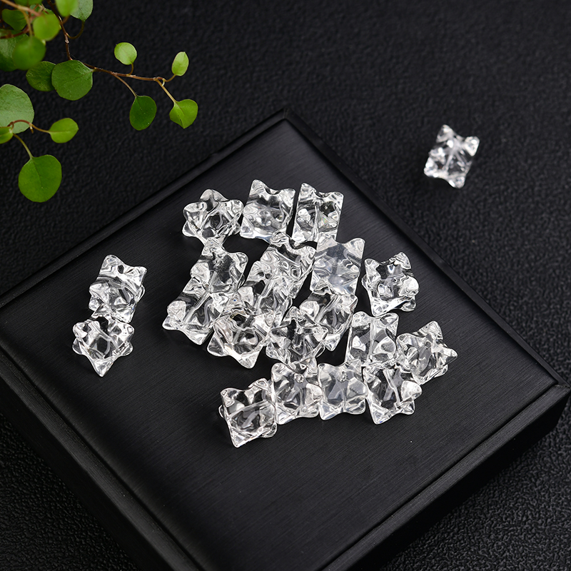 天然白水晶方块X形通孔通孔配件 DIY手串项链  约8mm ZW217 - 图0