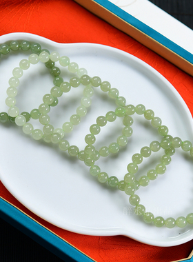 天然和田玉晴水圆珠手链 8mm手串单圈玉石手链 T62