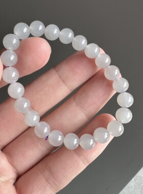 天然烟紫烟灰和田玉圆珠手链 约7.7mm 玉石单圈手链饰品 T113