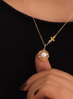 小众设计桂花汤圆勺子项链女轻奢