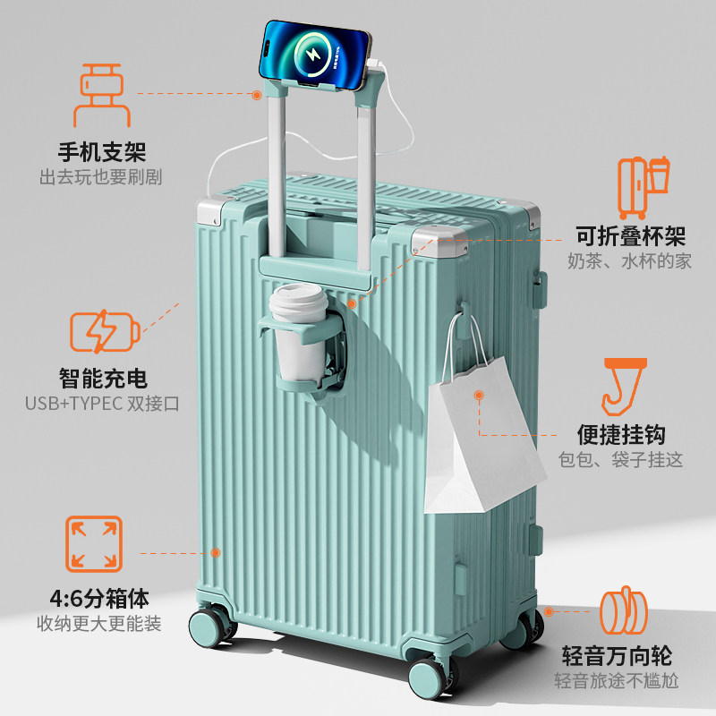 扩展大容量行李箱拉杆箱女多功能结实耐用旅行密码皮箱男2024新款 - 图0