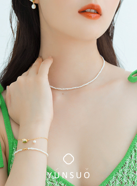 芸所小叶子珍珠纯银女橄榄绿锆石