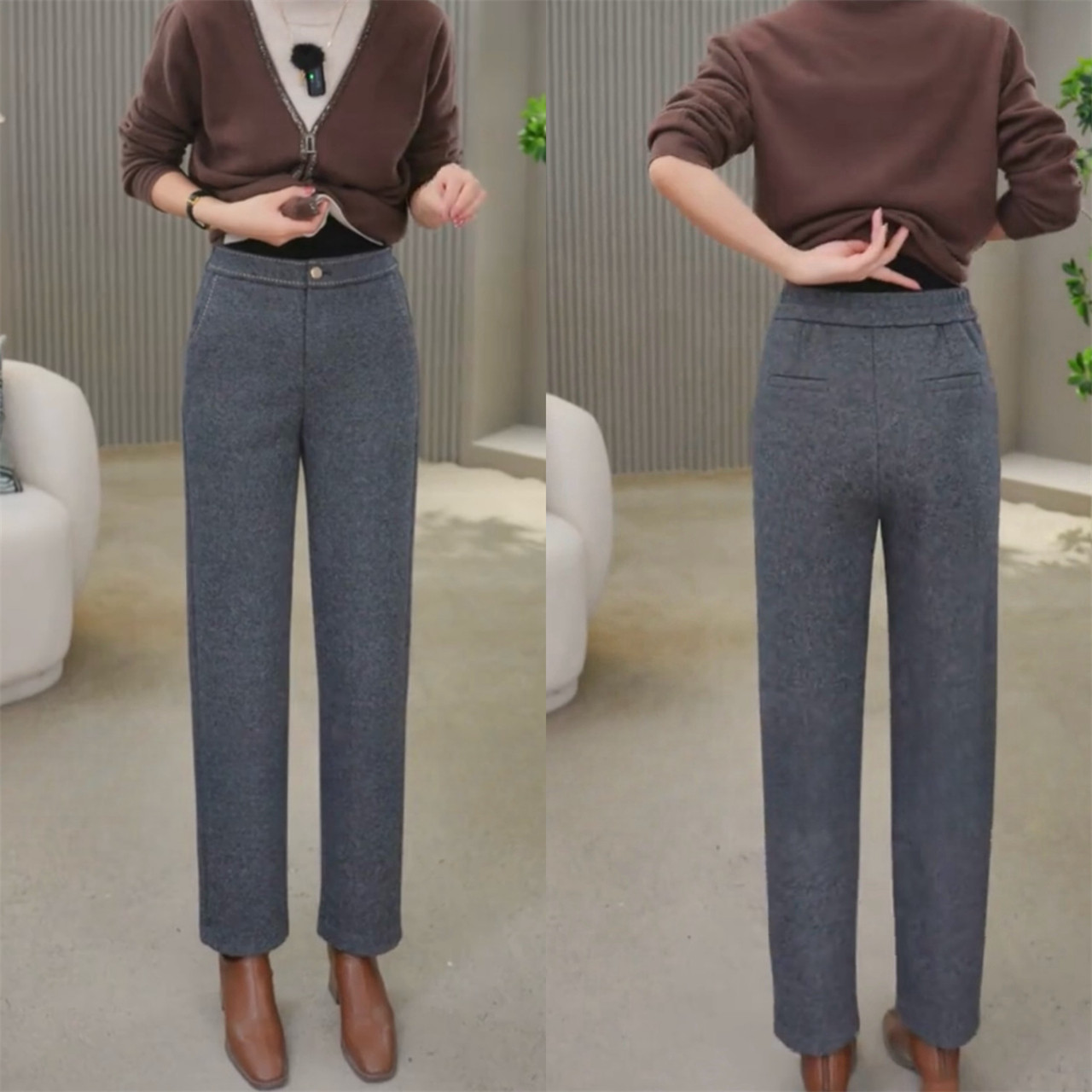 时尚百搭法棍裤女秋冬款直筒烟管裤高腰显瘦中年妈妈裤小个九分裤,淘宝优惠券,粉丝福利购,淘宝优惠卷