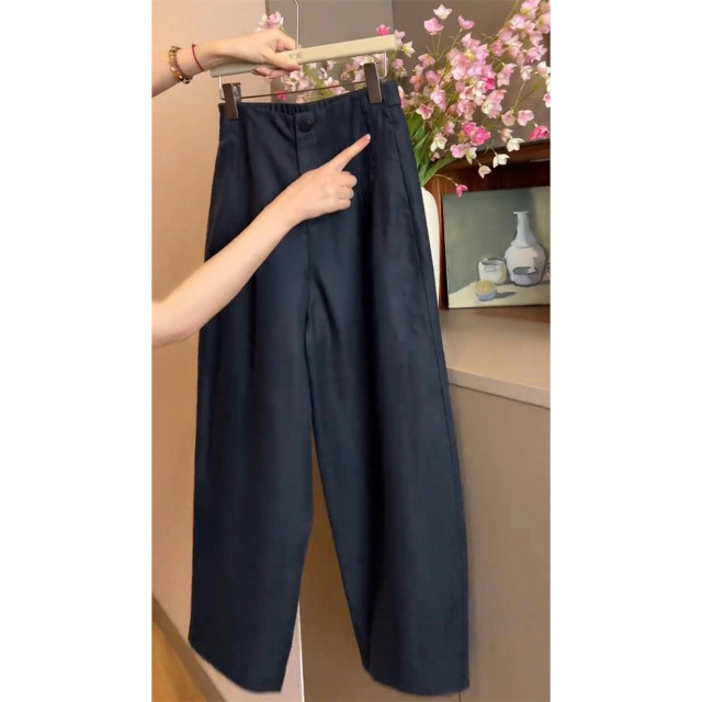 ກາງເກງ Tencel linen balloon ສໍາລັບແມ່ຍິງ 2026 summer style pants high-waisted nine-point pants for small people drapey linen harem pants