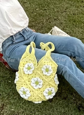 立体花朵包手工DIY钩织