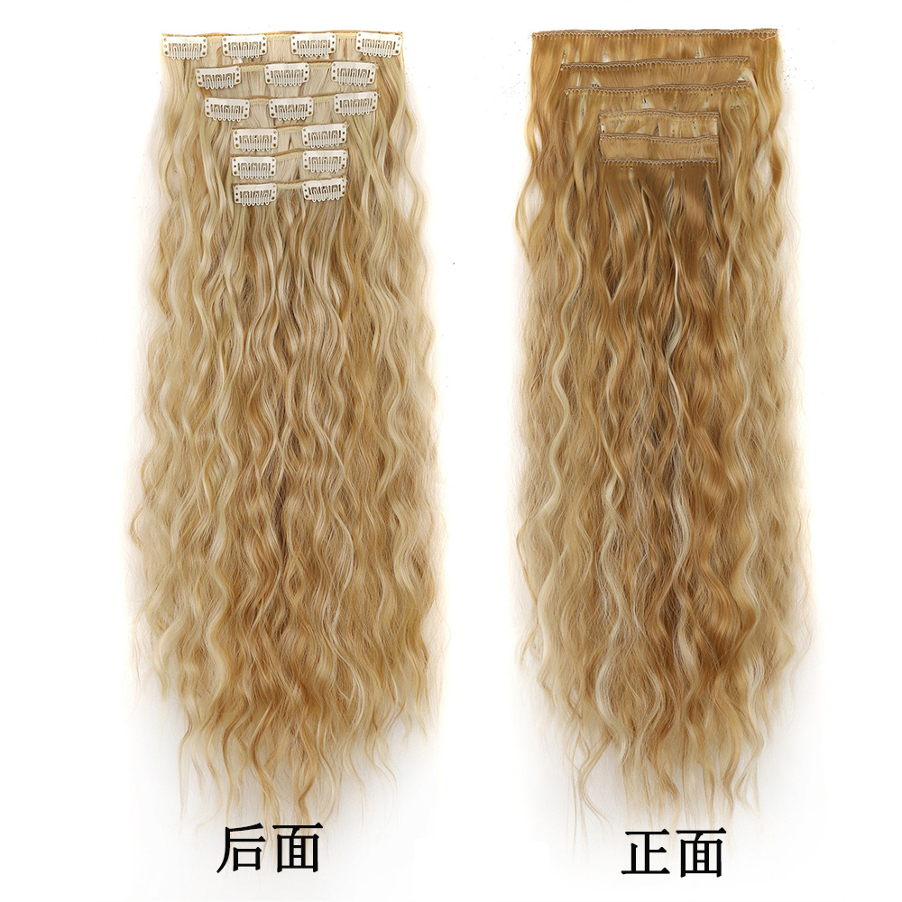 化纤高温丝六件套卡子发16卡假发片卷发Clip In Hair Extensions - 图2