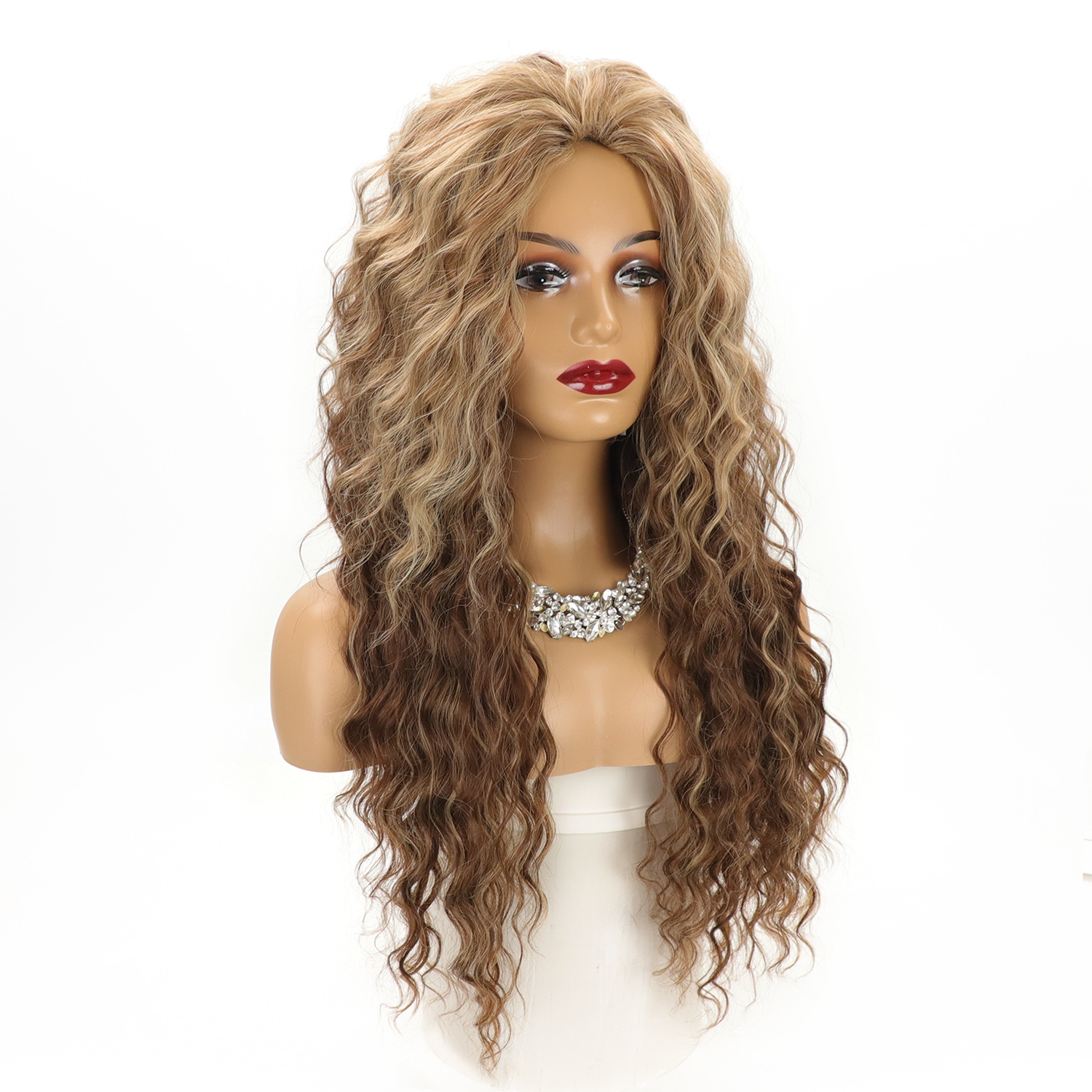 Ombre hair Wig Synthetic Hair Wigs外贸欧美非洲女士长卷发假发-图2