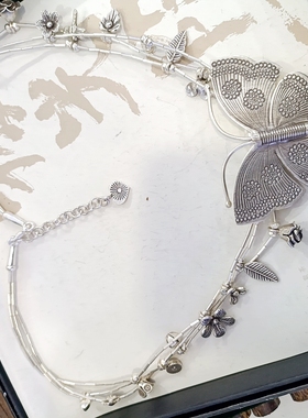 银久银饰时尚百搭蝴蝶流苏项链高级锁骨链(直播间询价）