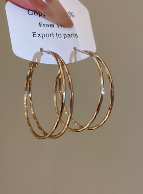 设计感褶皱耳圈小众耳钉女气质冷淡风不规则金属耳环高级感耳饰55
