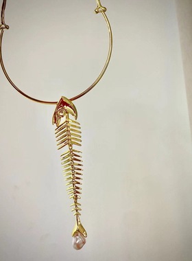 欧美夸张长款鱼骨头吊坠项圈项链女高级感锁骨链颈链颈圈72