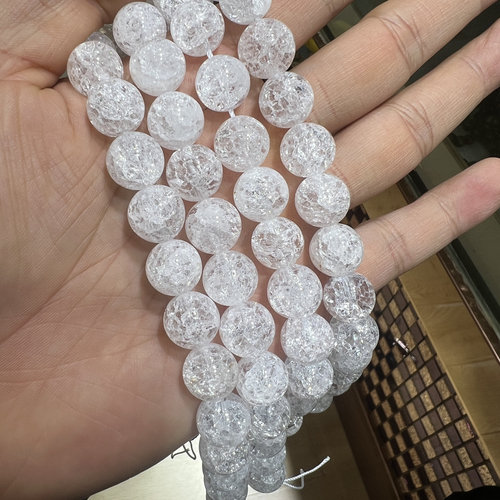 天然水晶饰品材料男女diy手工配件白水晶爆花晶半成品串珠散珠子 - 图3