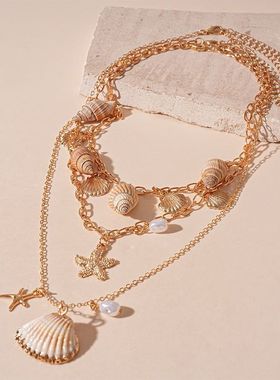 欧美金属花朵几何项链轻奢小众复古vintage手链个性嘻哈风项饰品