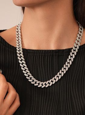 时尚跨境花朵圆形几何项链夸张朋克风锁骨链欧美高级感项饰批发女