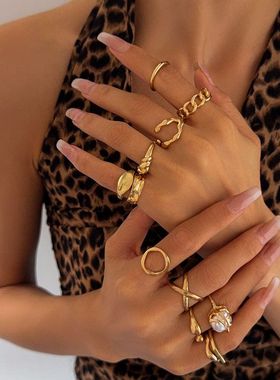 欧美气质金属不规则开口戒指