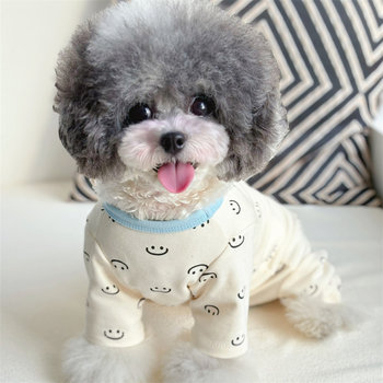 Nuomijia Four Seasons Printed Four-legged Clothes Home Belly Clothes Dog Cat Bitch Belly Protective Clothes warm Pet Teddy Clothes