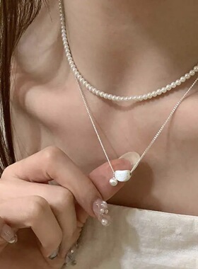 s925甜美不规则豆豆项链女叠戴精致优雅锁骨链ins风小众百搭颈链