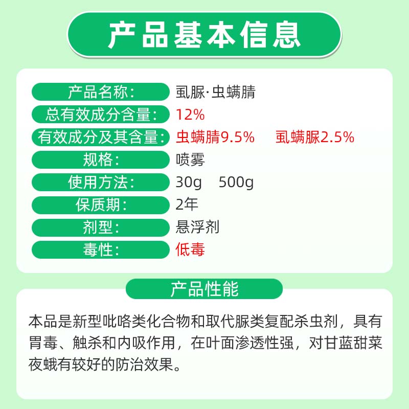 快绝特12%虱螨脲虫螨腈 甘蓝甜菜夜蛾食心菜青虫小菜蛾农药杀虫剂 - 图1