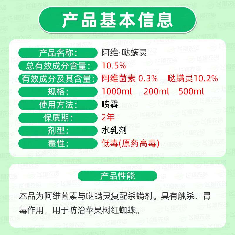 10.5%阿维哒螨灵果树红蜘蛛专用阿维菌素泰来卫士农药杀虫杀螨剂 - 图1