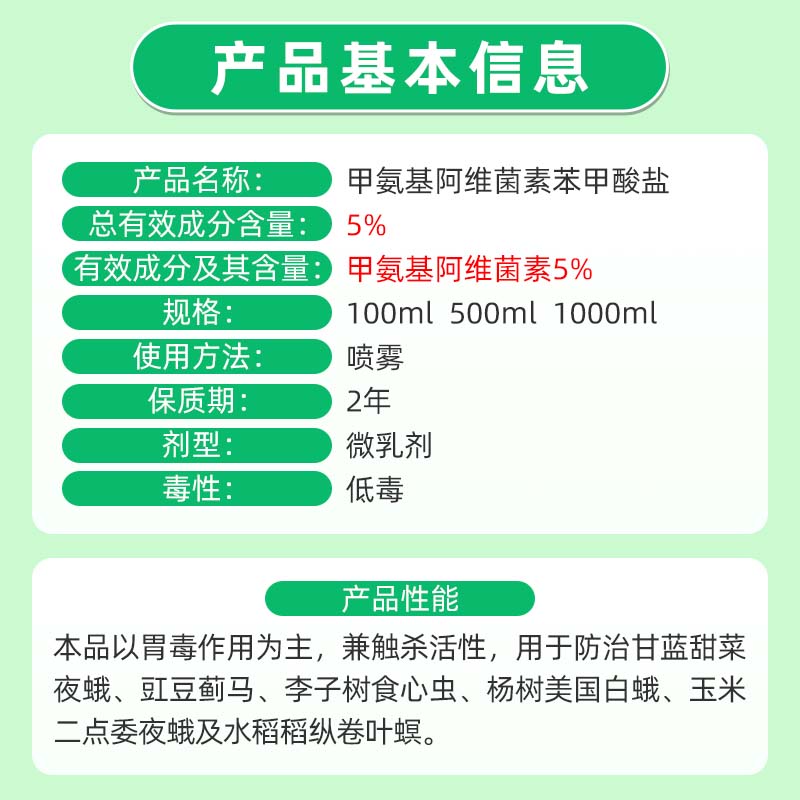 农舟行5%甲维盐阿维菌素甘蓝甜菜夜蛾蓟马菜蛾肉虫青虫农药杀虫剂 - 图1