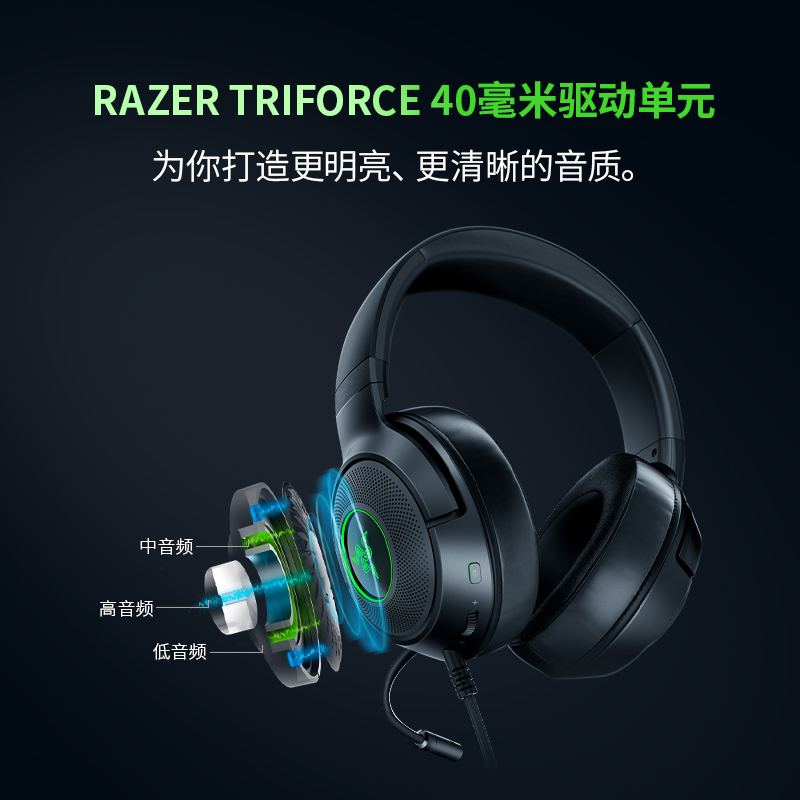 Razer雷蛇北海巨妖V3 X头戴耳机7.1电竞游戏RGB灯USB耳麦听声辩位-图0